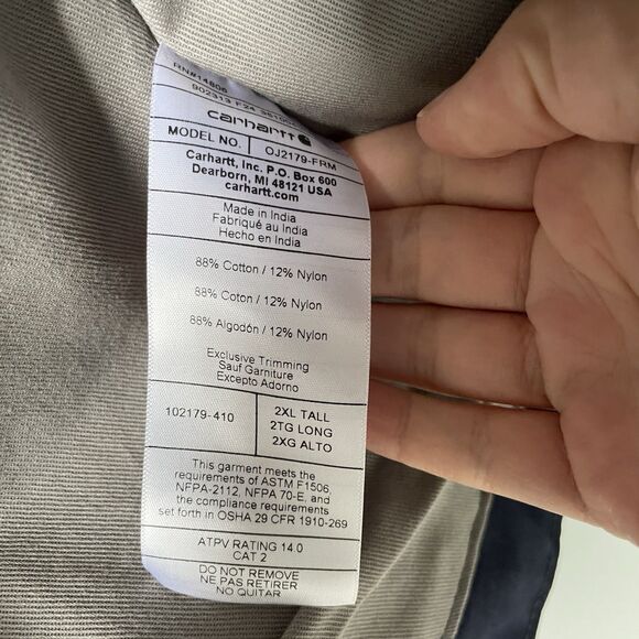 Carhartt FR Full Swing Quick Duck Lined Jacket Relaxed Fit Navy Blue Men's 2XL T - Picture 10 of 15